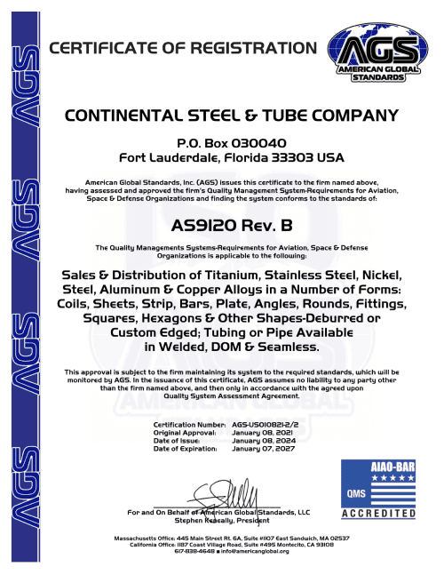 AS9120 Certification AS9120 Certification